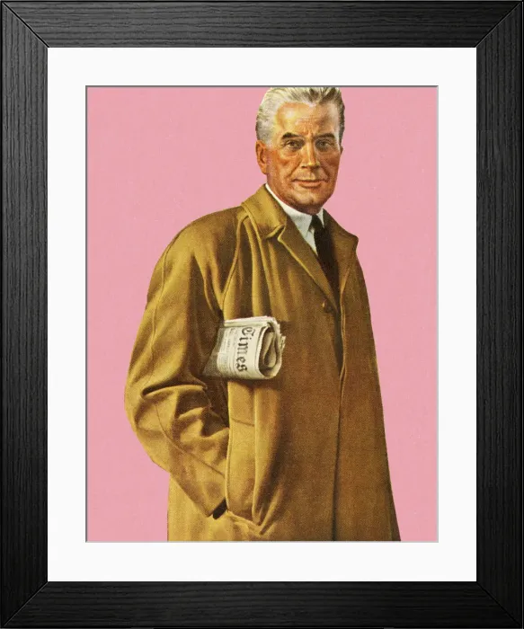 Framed Print : Man in Overcoat Holding Newspaper Framed Print : Man in Overcoat Holding Newspaper
