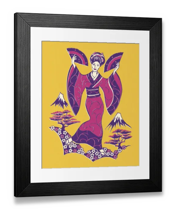 Framed Print : Geisha with Fans