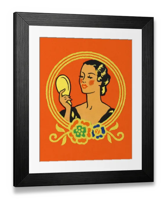 Framed Print : Woman Looking in a Mirror Framed Print : Woman Looking in a Mirror