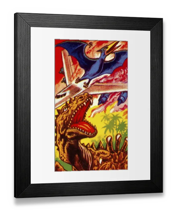 Framed Print : Two Monsters and Airplane Framed Print : Two Monsters and Airplane