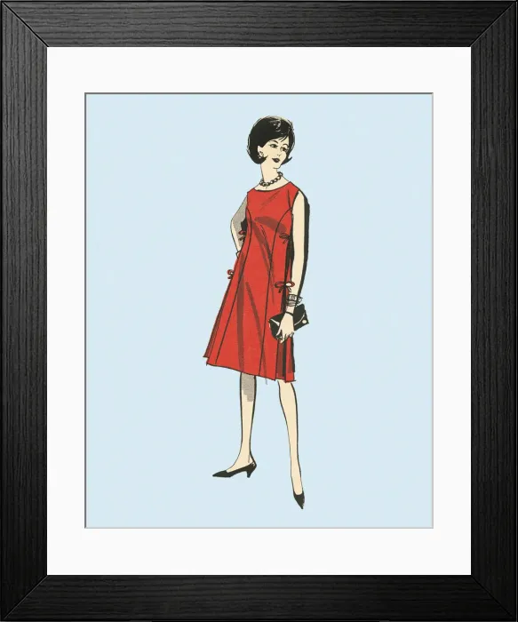 Framed Print : Woman Modeling a Red Dress Framed Print : Woman Modeling a Red Dress