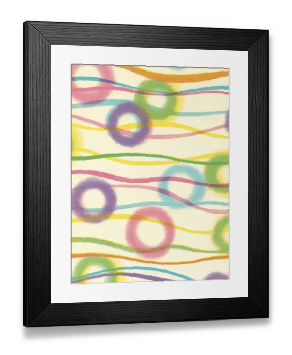 Framed Print : Abstract Pattern of Circles and Wavy Lines Framed Print : Abstract Pattern of Circles and Wavy Lines