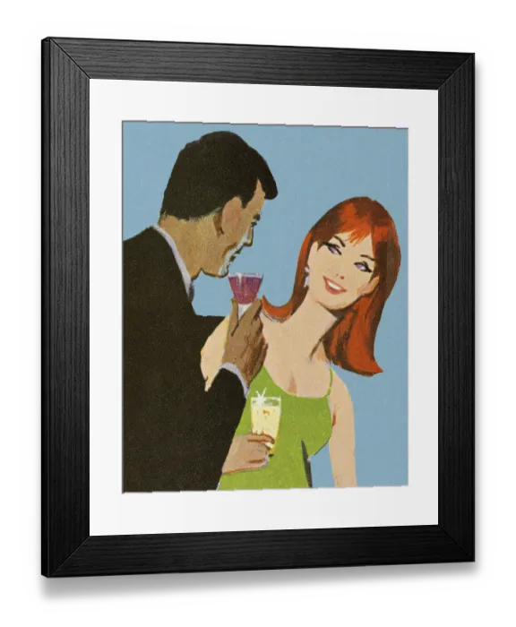 Framed Print : Man and Woman Having Drinks Framed Print : Man and Woman Having Drinks