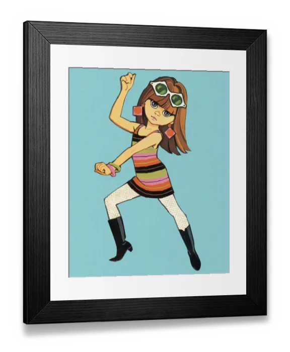 Framed Print : Groovy dancing chick Framed Print : Groovy dancing chick