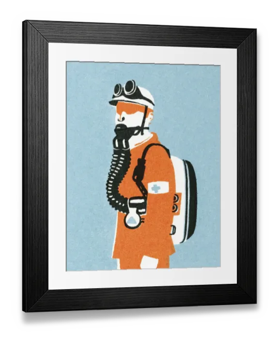 Framed Print : Man with gas mask Framed Print : Man with gas mask