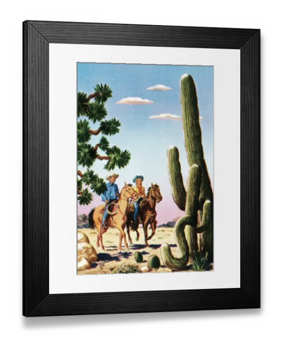Framed Print : Cowboys in the desert