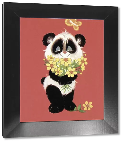 Panda with flowers