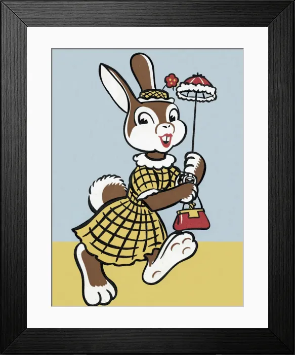 Framed Print : Rabbit With Parasol Framed Print : Rabbit With Parasol