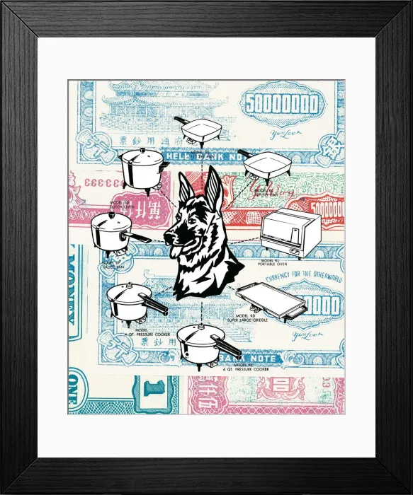 Framed Print : Money and Dog and Kitchen Appliances Framed Print : Money and Dog and Kitchen Appliances