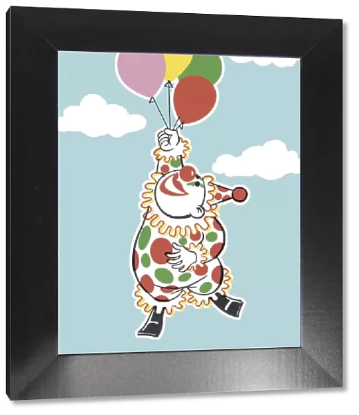 Clown Floating with Balloons