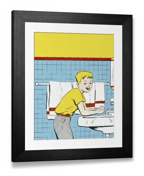 Framed Print : Boy Washing His Hands Framed Print : Boy Washing His Hands