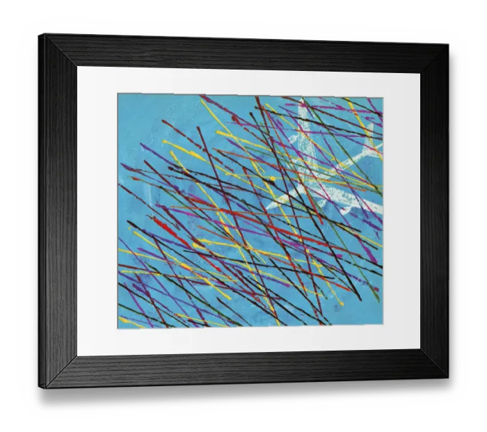 Framed Print : Lines Drawn Over an Airplane Framed Print : Lines Drawn Over an Airplane