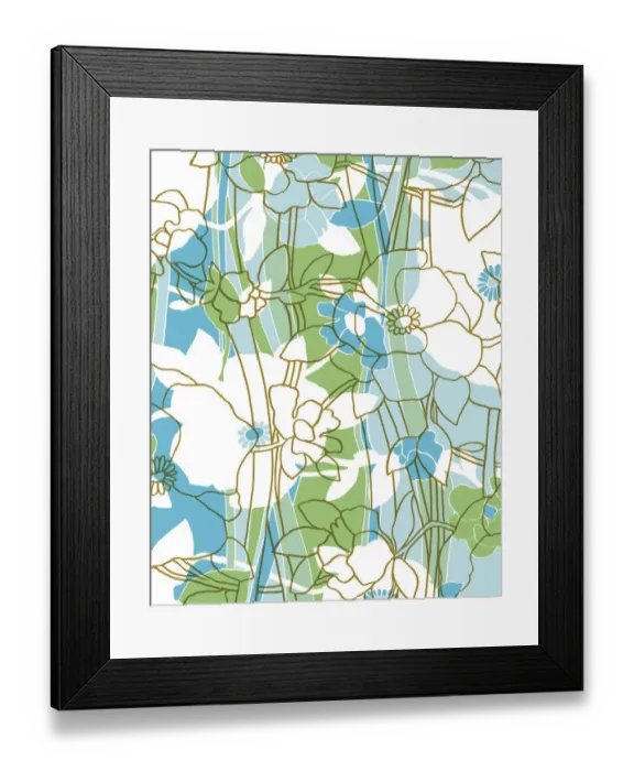 Framed Print : Blue Floral Pattern Framed Print : Blue Floral Pattern