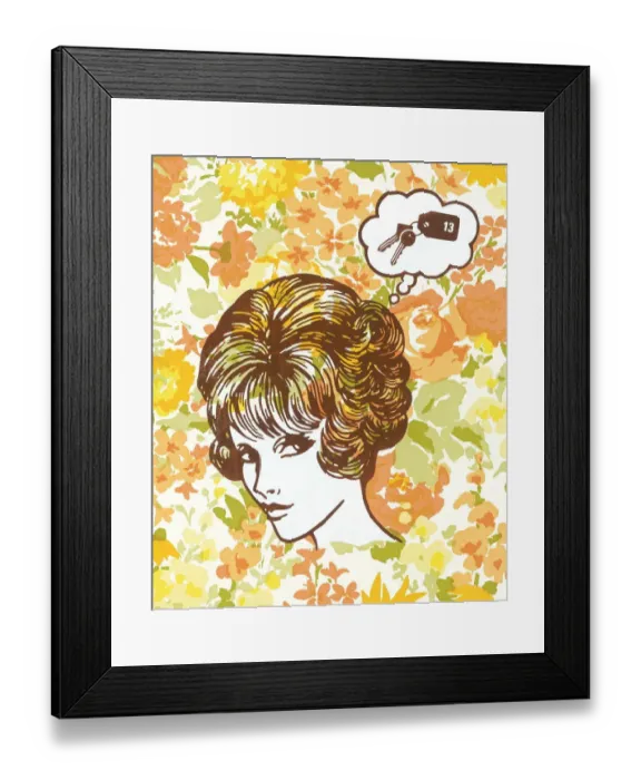Framed Print : Woman Thinking about Keys Framed Print : Woman Thinking about Keys