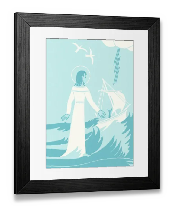 Framed Print : Jesus Helping Man in Boat Framed Print : Jesus Helping Man in Boat