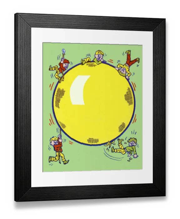 Framed Print : Boys Hanging on to Ball Framed Print : Boys Hanging on to Ball