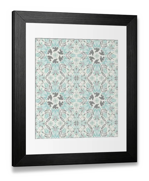 Framed Print : Blue Flower Pattern Framed Print : Blue Flower Pattern