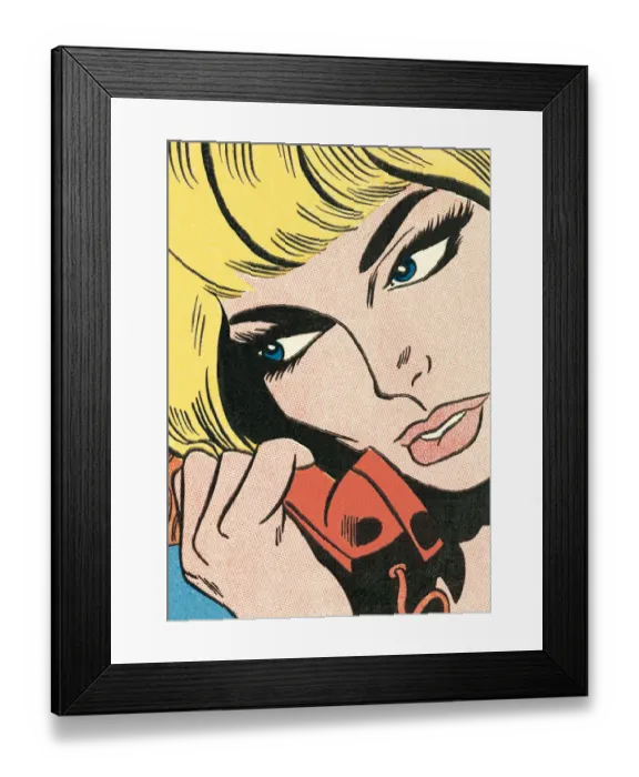 Framed Print : Blond woman on telephone Framed Print : Blond woman on telephone