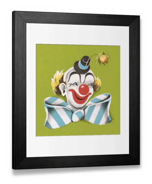 Framed Print : Smiling Clown Wearing Big Bow Framed Print : Smiling Clown Wearing Big Bow