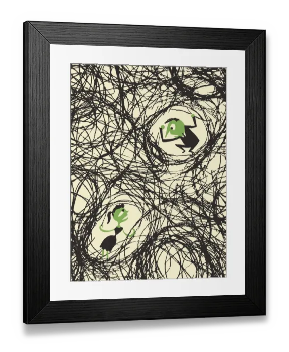 Framed Print : Two People Surrounded by Scribbles Framed Print : Two People Surrounded by Scribbles