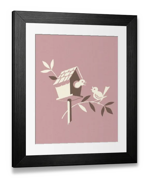 Framed Print : Birdhouse on Pink Background Framed Print : Birdhouse on Pink Background