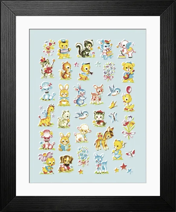 Framed Print : Cute Animal Pattern Framed Print : Cute Animal Pattern