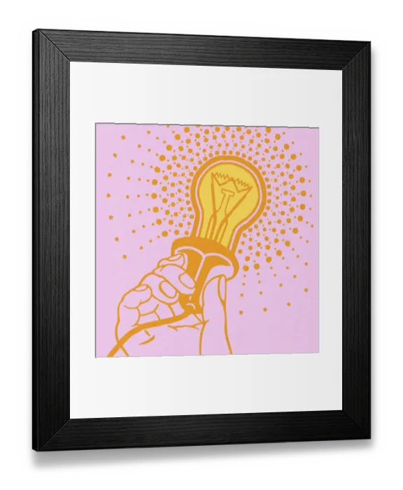Framed Print : Hand Holding Lightbulb