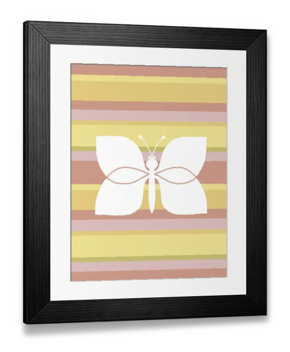 Framed Print : Butterfly on Striped Background