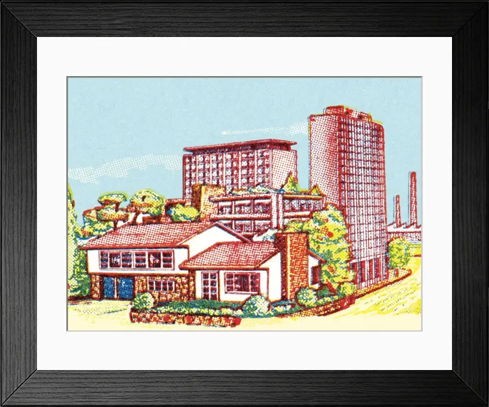 Framed Print : House by the city