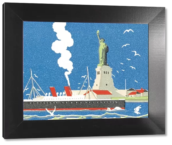 Ship passing Statue of Liberty