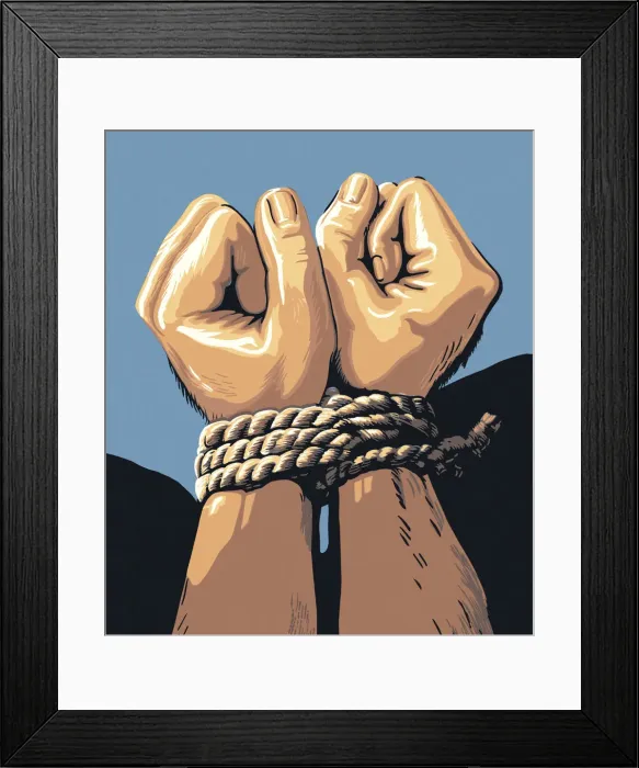 Framed Print : Hands Tied with a Rope Framed Print : Hands Tied with a Rope