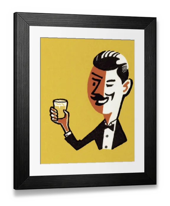 Framed Print : Happy Man Drinking Framed Print : Happy Man Drinking