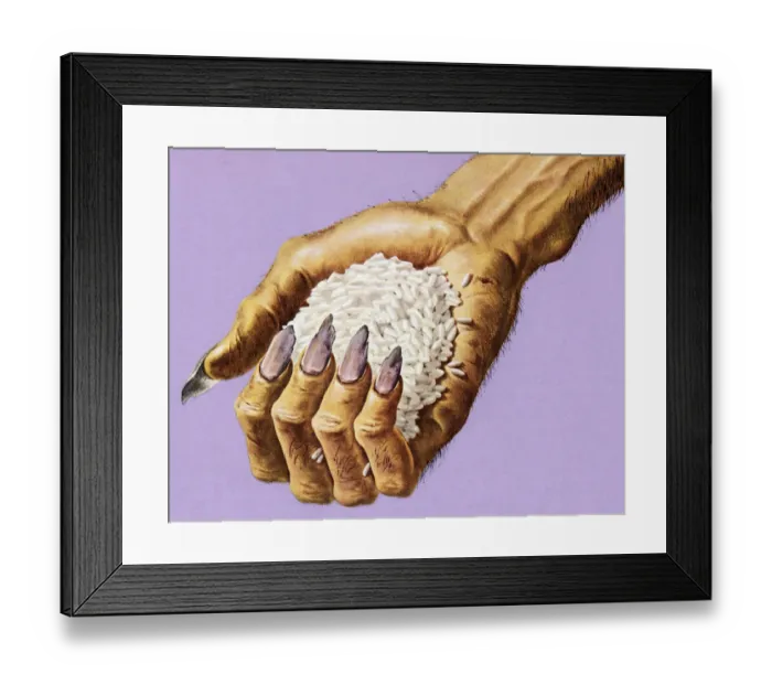 Framed Print : Monster Hand Holding Rice Framed Print : Monster Hand Holding Rice