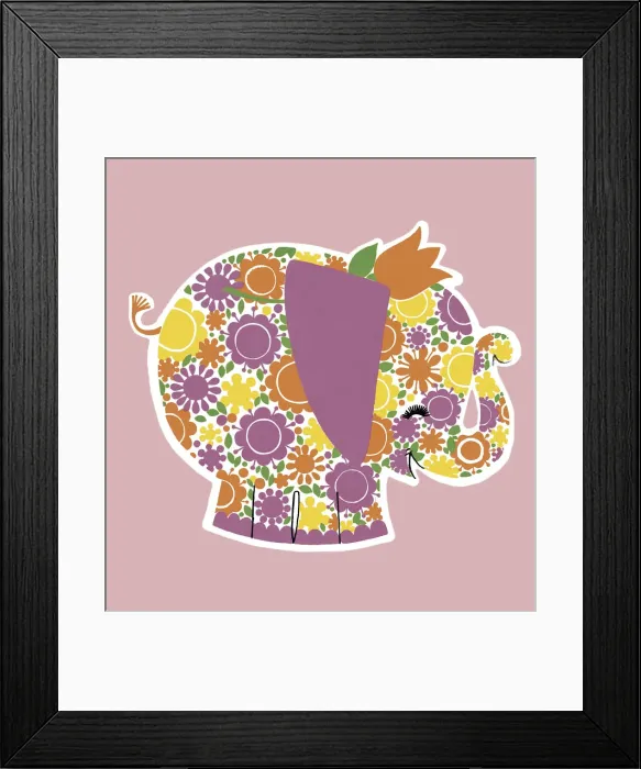 Framed Print : Floral Elephant Framed Print : Floral Elephant