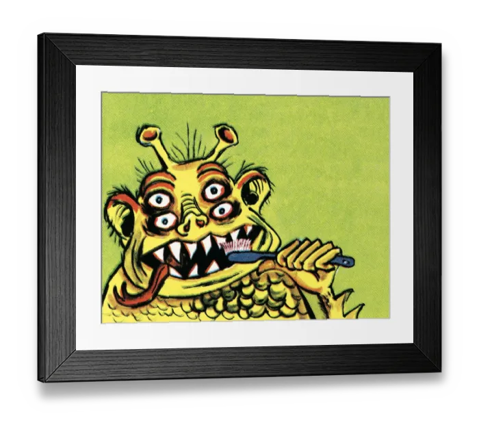 Framed Print : Monster brushing his teeth Framed Print : Monster brushing his teeth