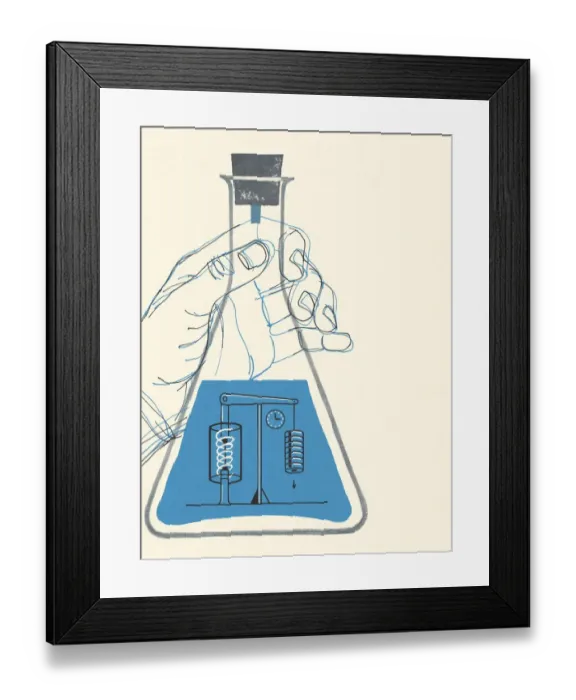 Framed Print : Flask with Experiment Inside Framed Print : Flask with Experiment Inside