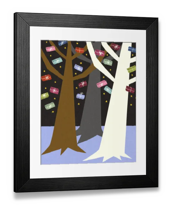 Framed Print : Wrapped Gifts Hanging From Tree Framed Print : Wrapped Gifts Hanging From Tree