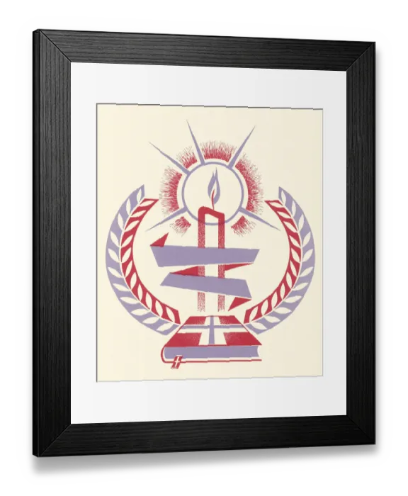 Framed Print : Candle. Wreath and Book