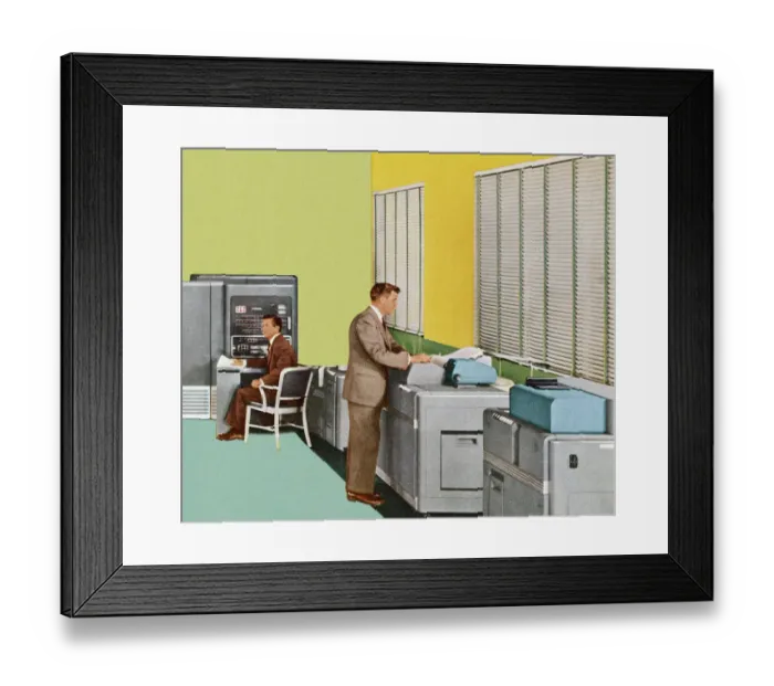 Framed Print : Men Working in Office Framed Print : Men Working in Office