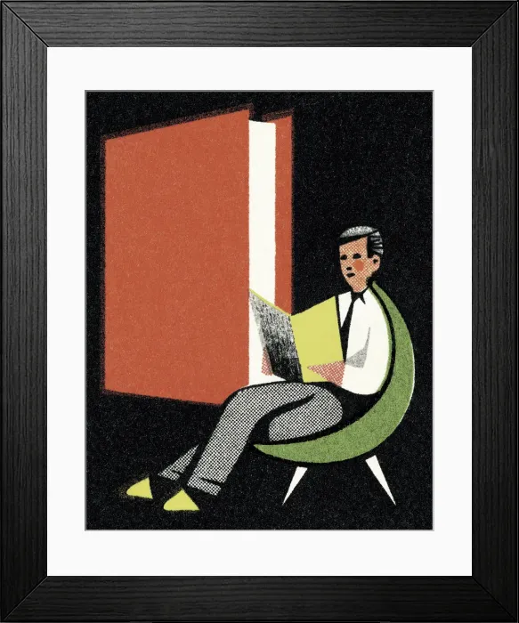 Framed Print : Man Reading in Chair Framed Print : Man Reading in Chair