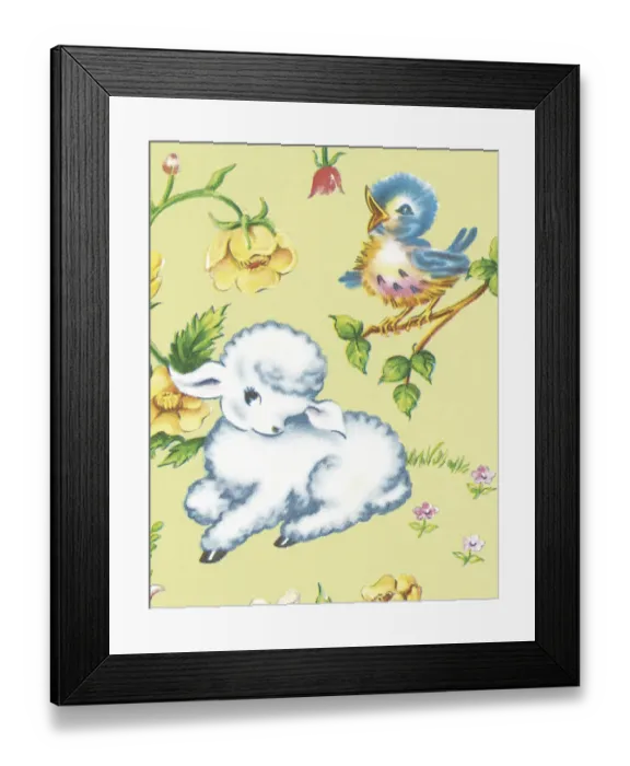 Framed Print : Little Lamb and Bird Framed Print : Little Lamb and Bird