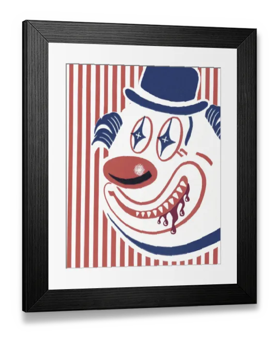 Framed Print : Clown with Bloody Teeth Framed Print : Clown with Bloody Teeth