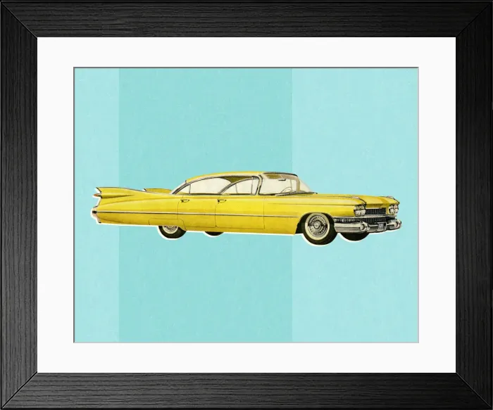 Framed Print : Vintage Yellow Car Framed Print : Vintage Yellow Car