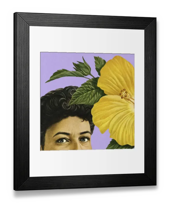 Framed Print : Closeup of a Woman and Flower Framed Print : Closeup of a Woman and Flower