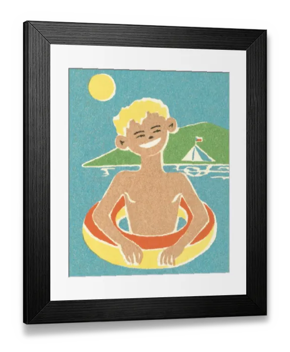 Framed Print : Boy with inner tube