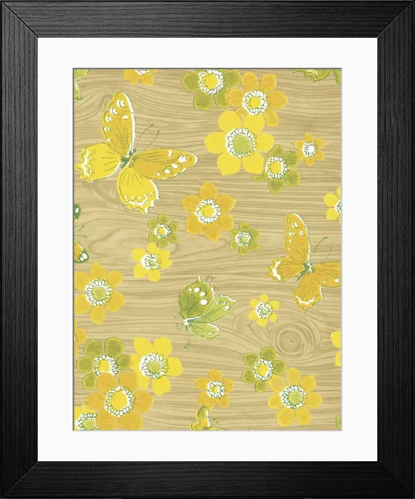 Framed Print : Woodgrain with butterflies Framed Print : Woodgrain with butterflies