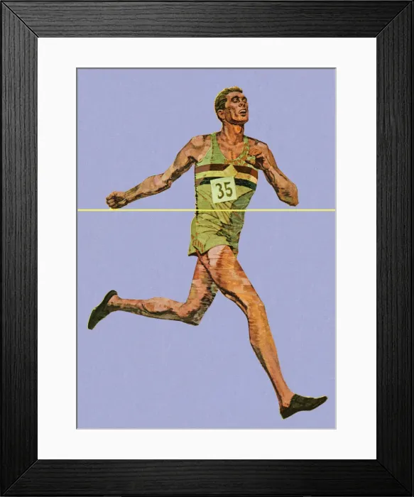 Framed Print : Running Man Crossing Finish Line Framed Print : Running Man Crossing Finish Line
