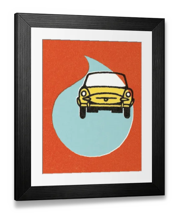 Framed Print : Yellow car in the rain Framed Print : Yellow car in the rain