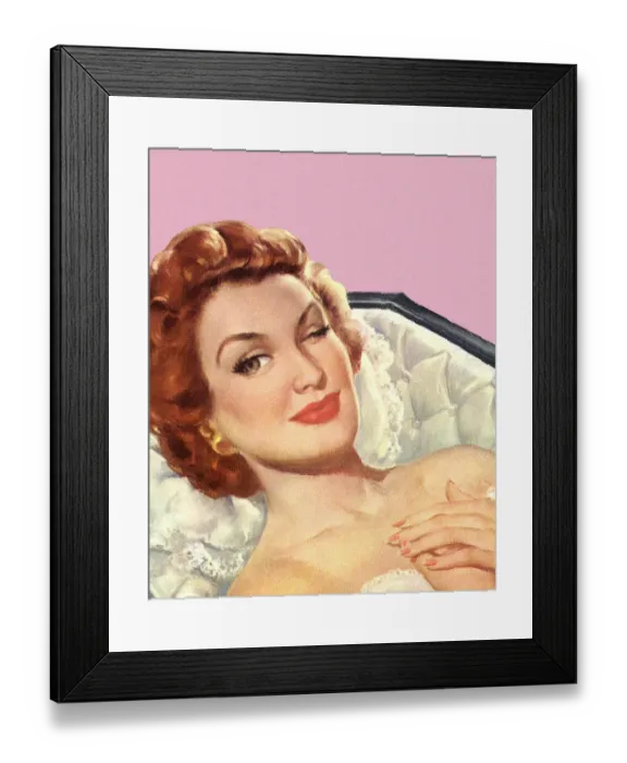 Framed Print : Winking Woman in Coffin Framed Print : Winking Woman in Coffin