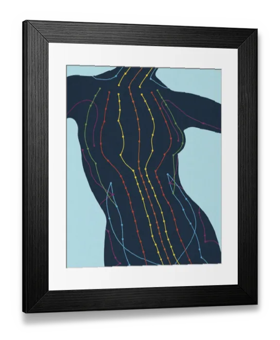 Framed Print : Lines Drawn on a Human Body